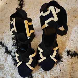 Balenciaga Multicolor Patent And Suede Ankle Strap Sandals Size 38.5